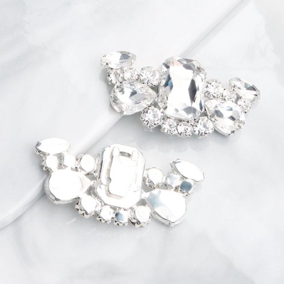 Shoe clips wedding elegant silver tone crystal new - Picture 5 of 7
